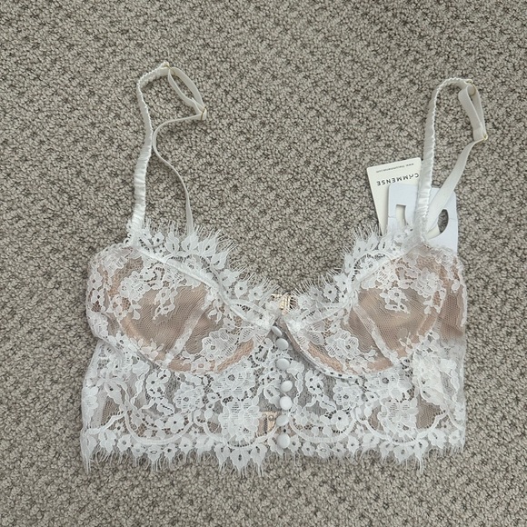 COMMENSE - NWT Size XS Double Hook Lace Crop Corset Top - White - Picture 4 of 5